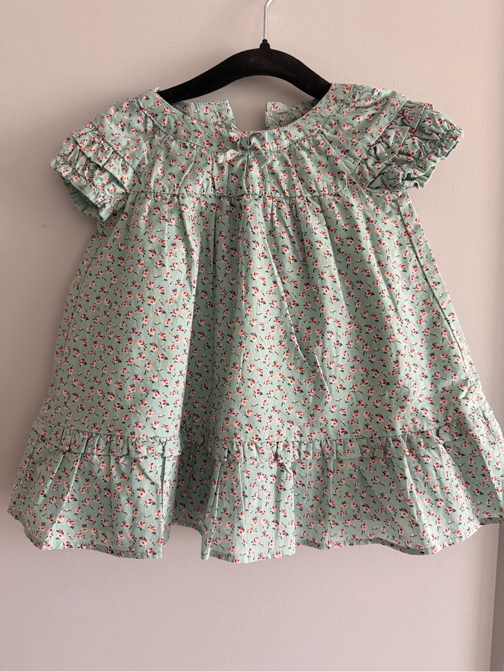 Janie and Jack Girls' Mint Floral Ruffle Dress
